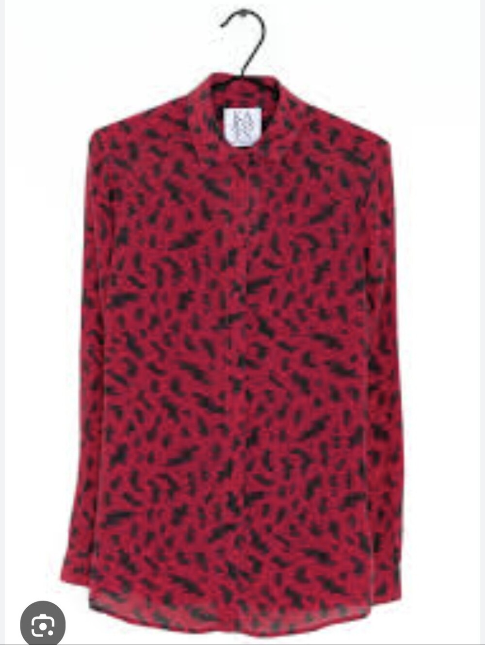 Zoe Karssen Red And Black Print Silk Blouse Size Small